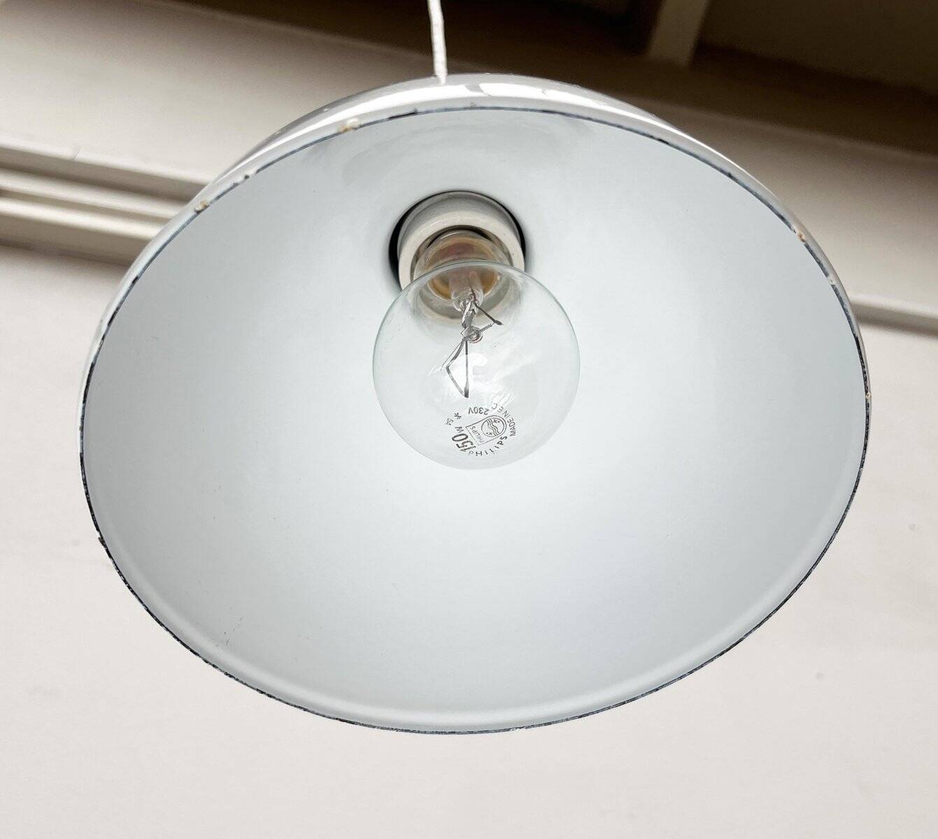 Vintage Danish enamelled pendant lamp model ES by Edgar Schlaefle for Louis Poulsen, 1980s.