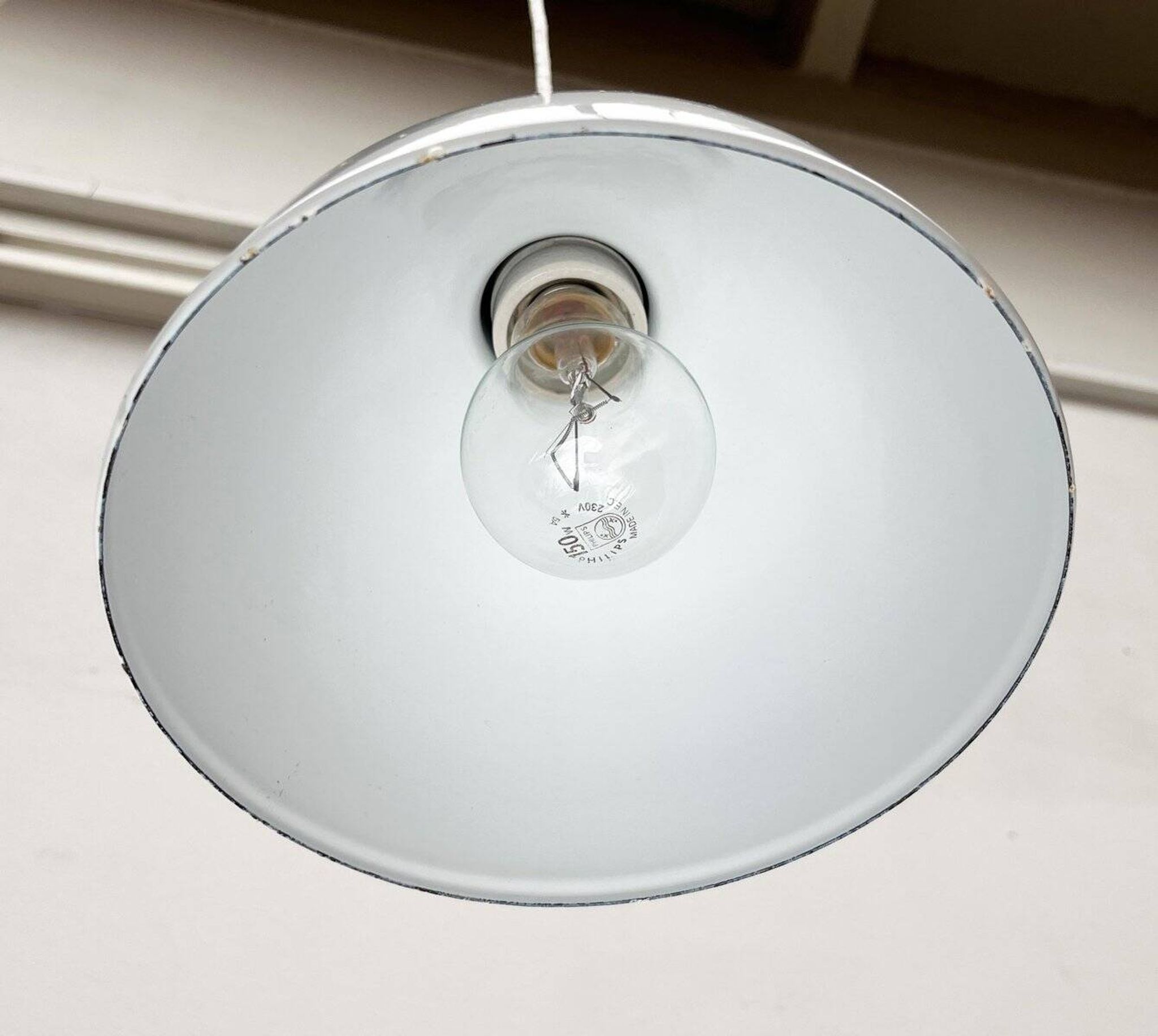 Vintage Danish enamelled pendant lamp model ES by Edgar Schlaefle for Louis Poulsen, 1980s.