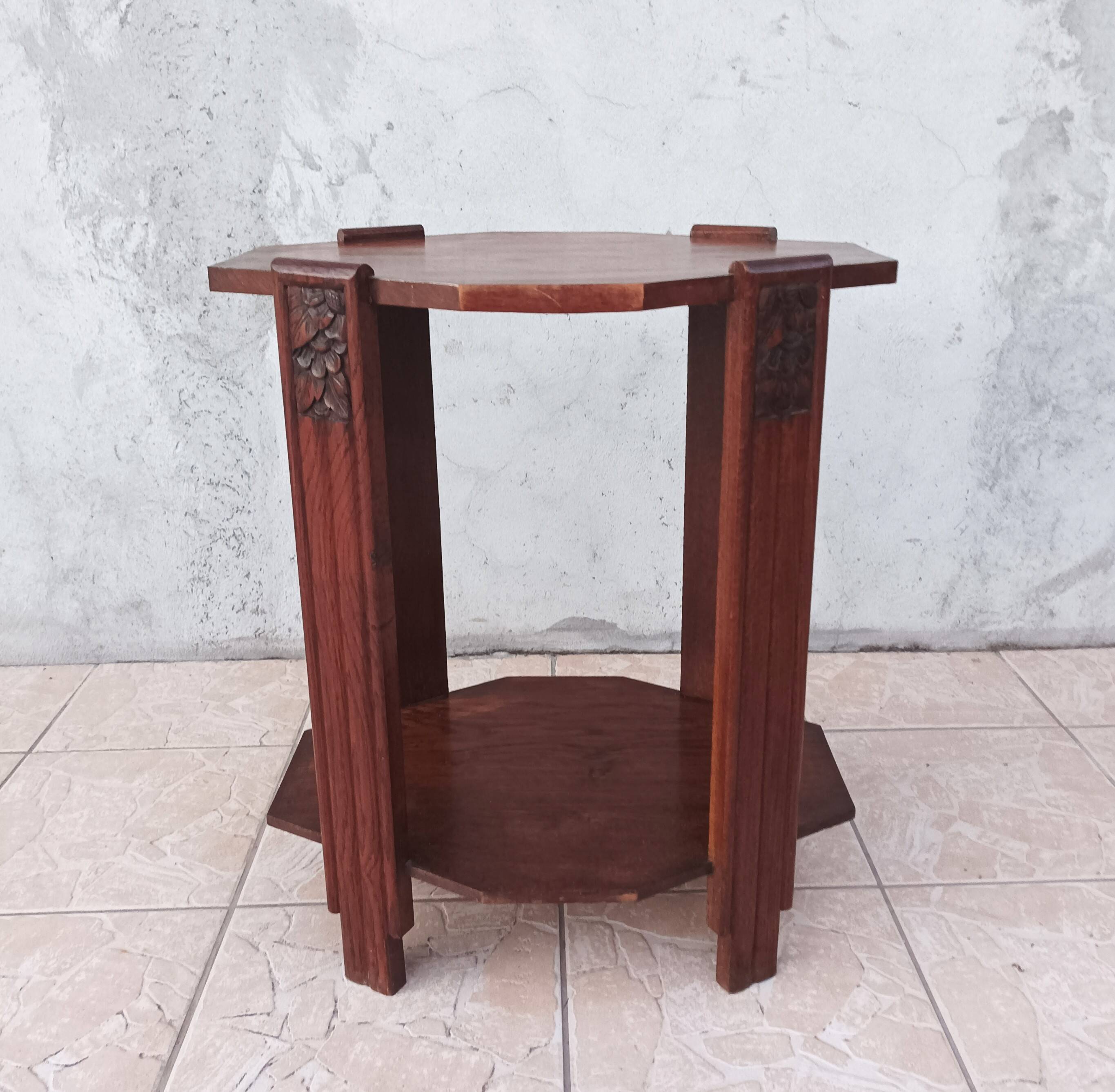 Art Deco side table in solid oak