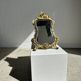 Art Deco style gilded bronze mirror with beveled glass H40cm