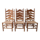 Set of 6 rustic-style chairs in wood and straw.