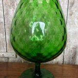 Ancien vase sur pied empoli verre vert vintage