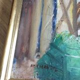 Peinture huile sur toile Normande R.Oswald 1960 cadre bois doré