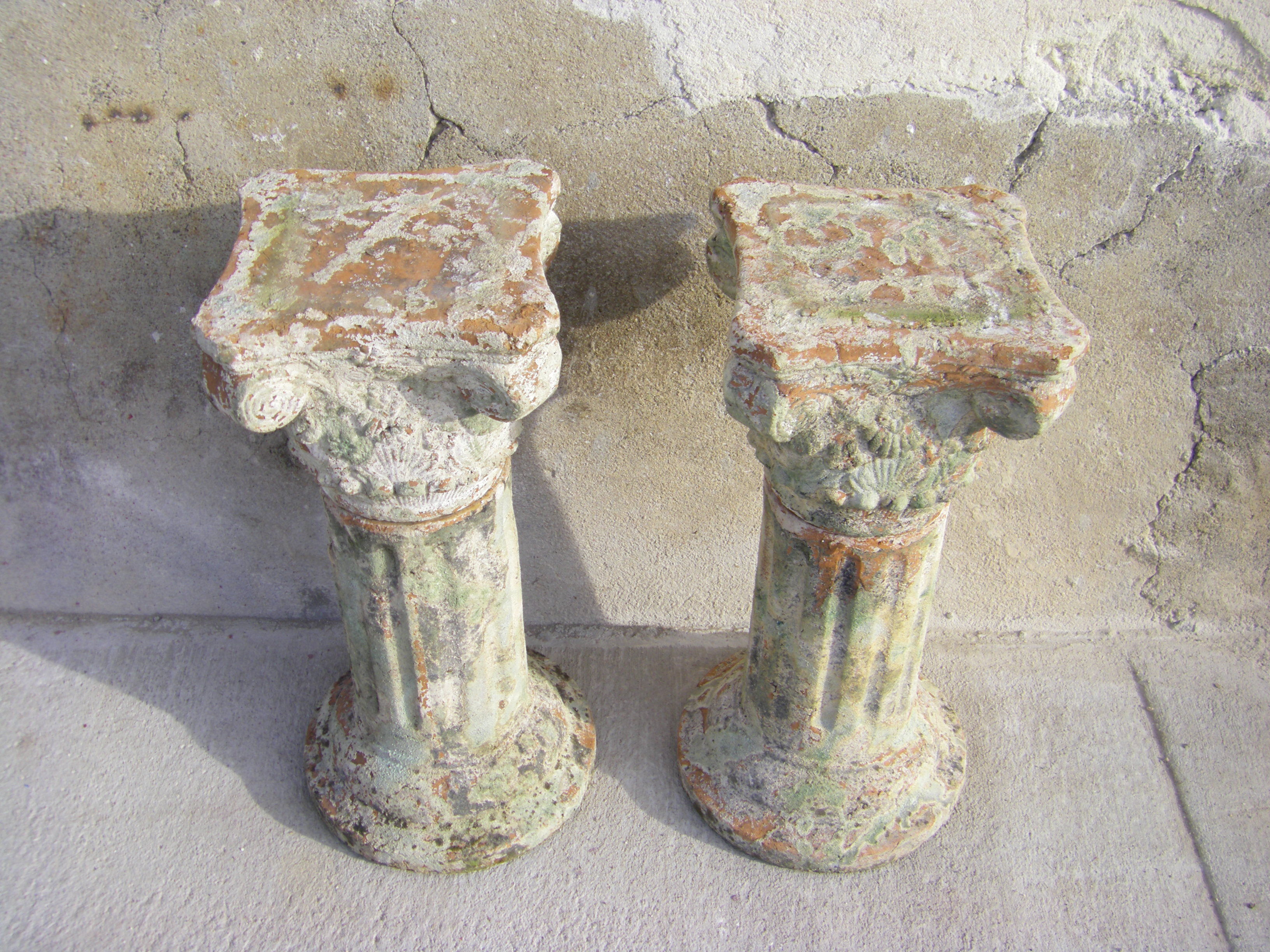 Pair of Corinthian terracotta fluted columns