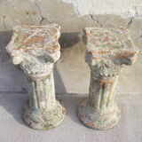 Pair of Corinthian terracotta fluted columns
