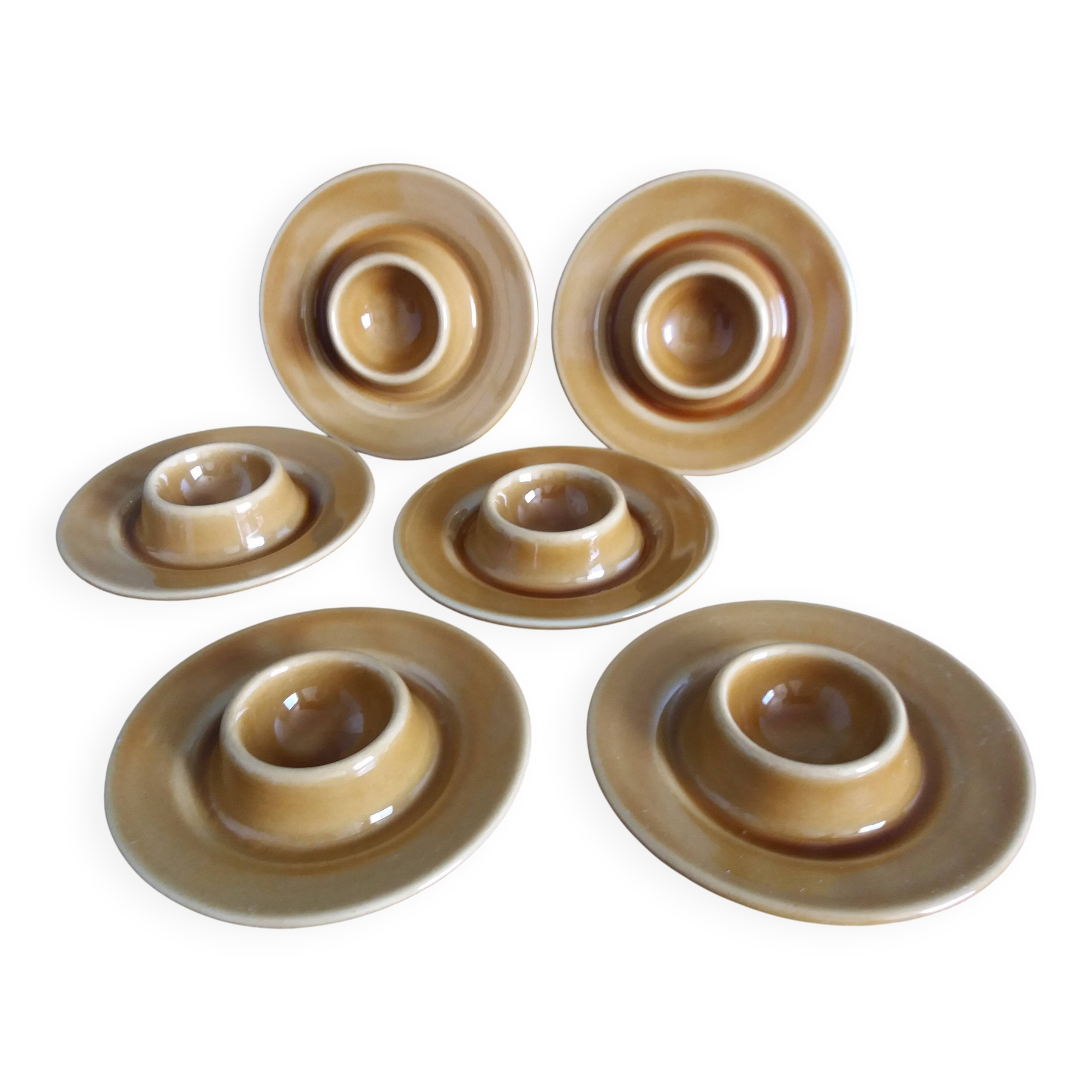 Tulowice egg cups, Poland, caramel and mustard glaze