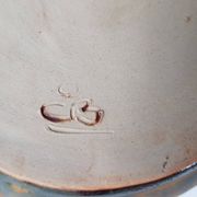 Set of teapot + 5 cups + 6 saucers in ceramic signed CB (Signature to be identified)