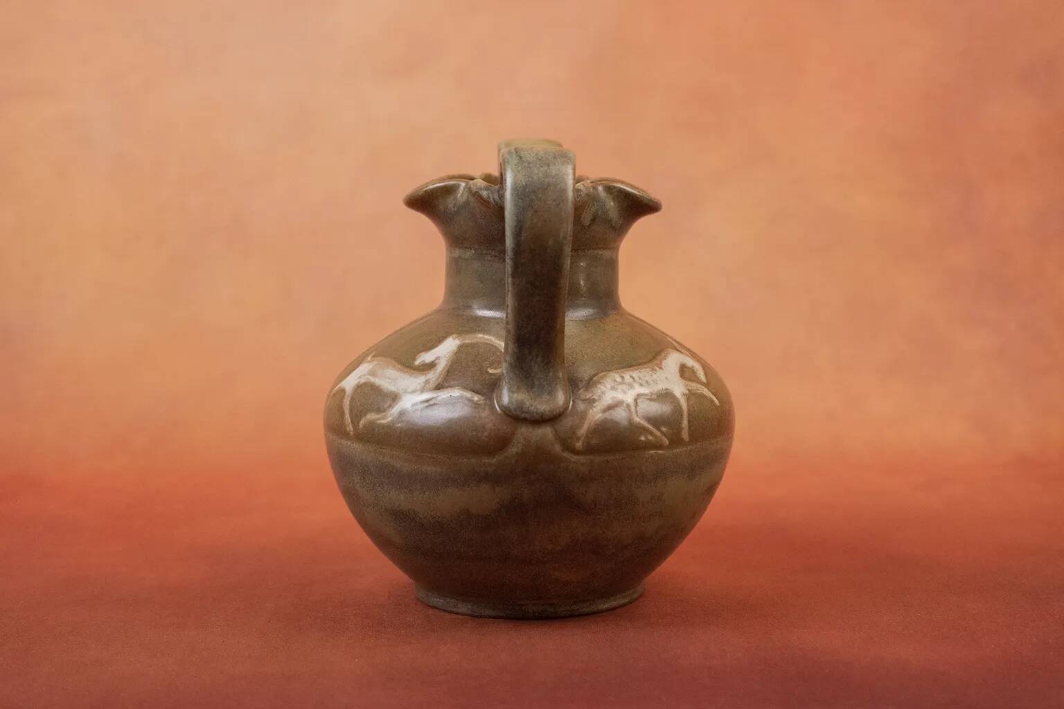 Art Nouveau glazed stoneware vase by Louis Lourioux - wolf mark