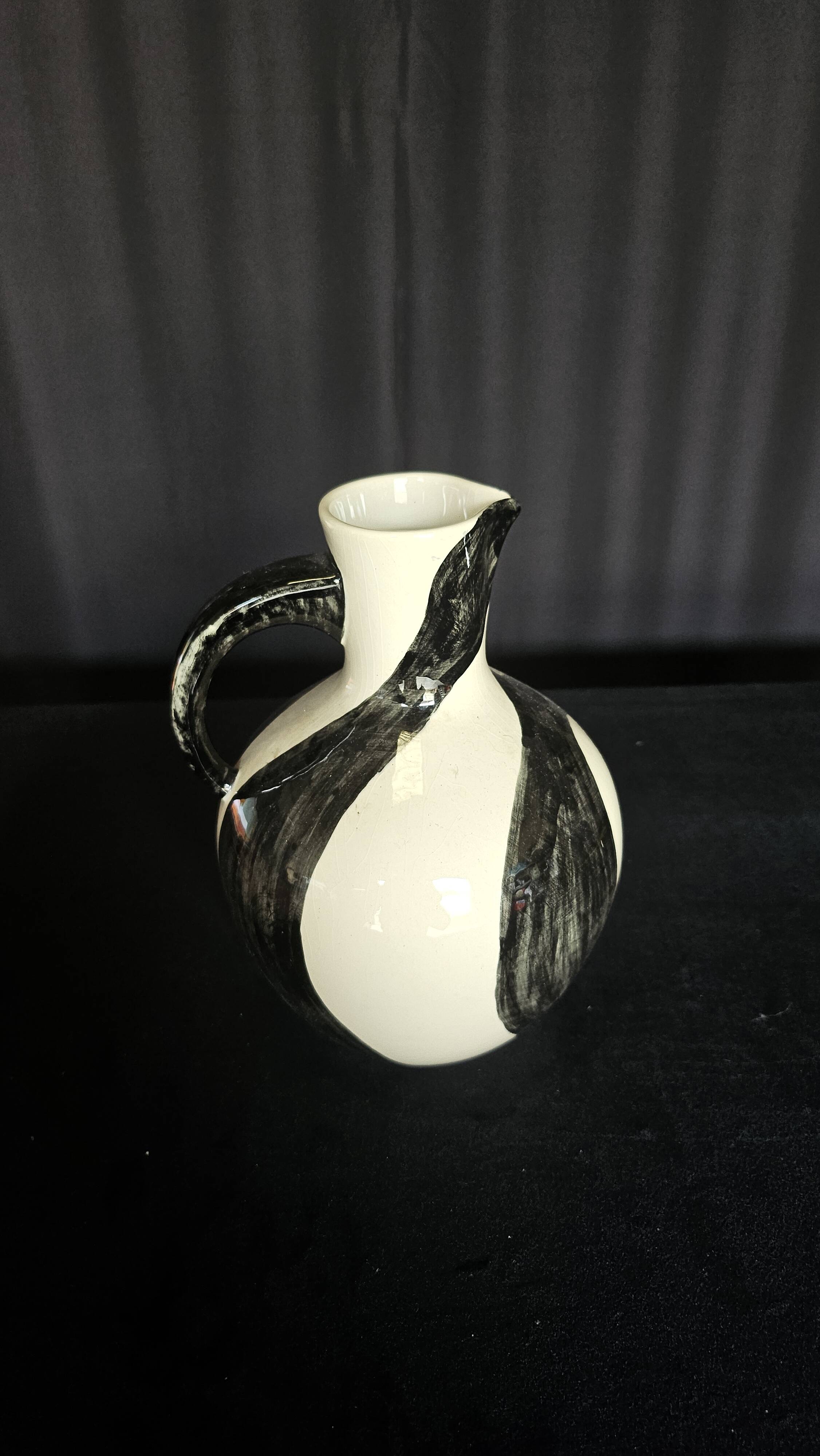 Black & white ceramic pitcher