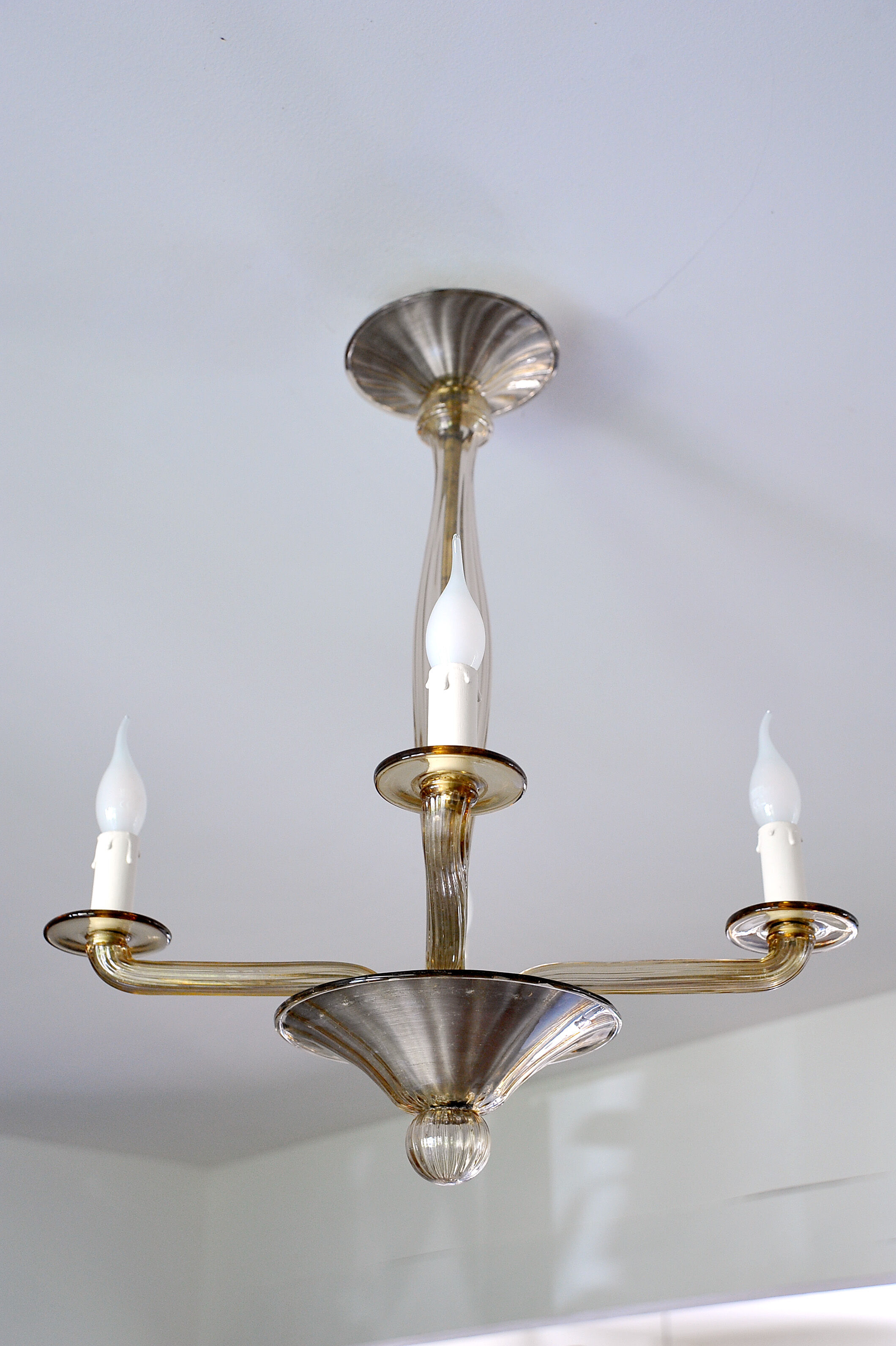 Smoked glass chandelier by Bucella Murano, 1940
