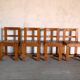 set of 4 pine and leather chairs, 1970