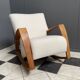 Large white boucle fabric rocking chair