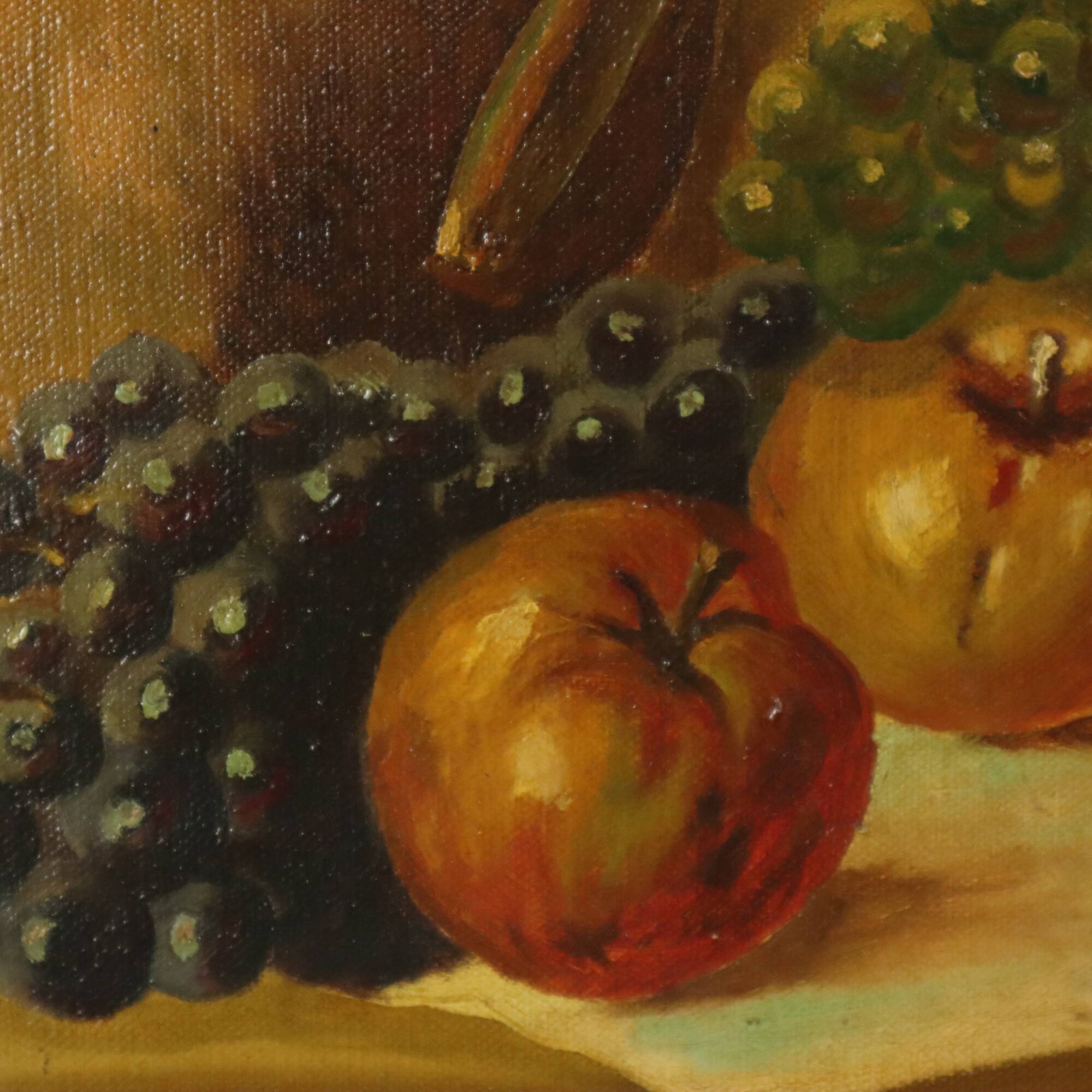 Still Life Fruit with a Jug Oil on Canvas Painting Signed