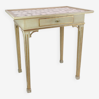 Table en carrelage peint style louis xvi années 1800