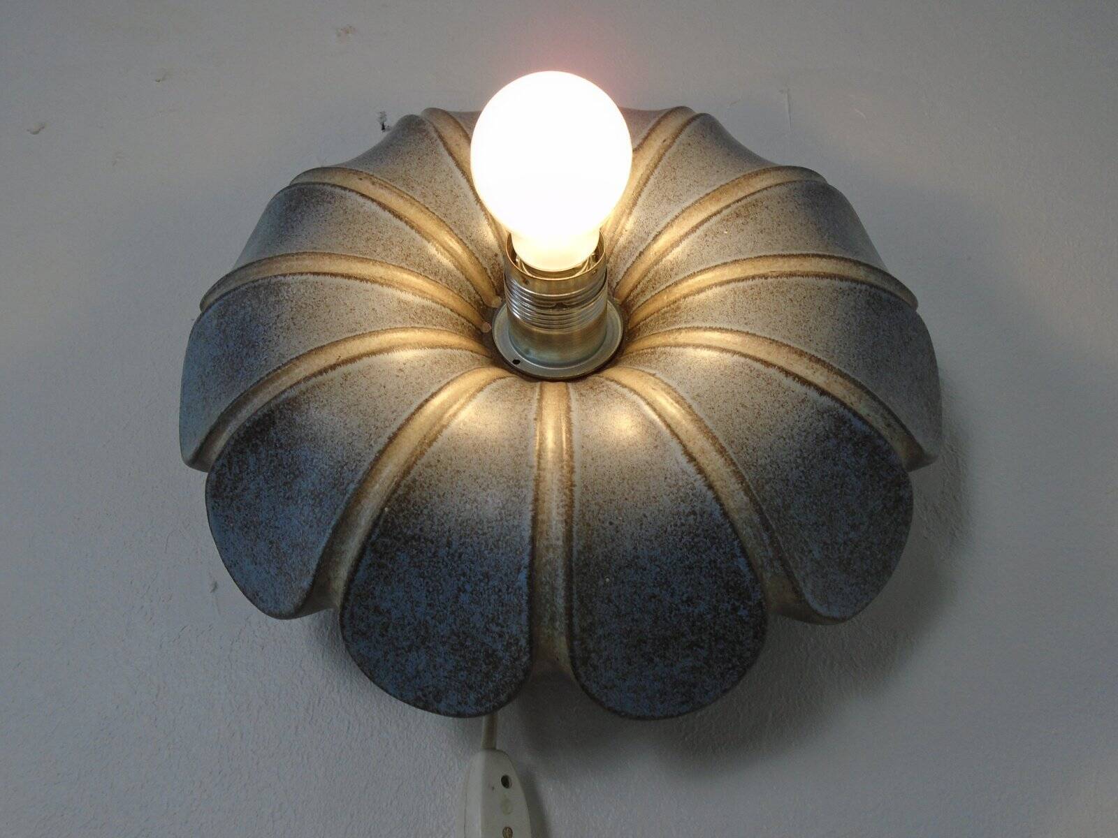 German flower wall lamp from Pan Keramik, 1970s