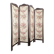 Four-panel oak screen adorned with floral upholstery from the 1930s.