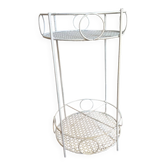 White perforated metal side table
