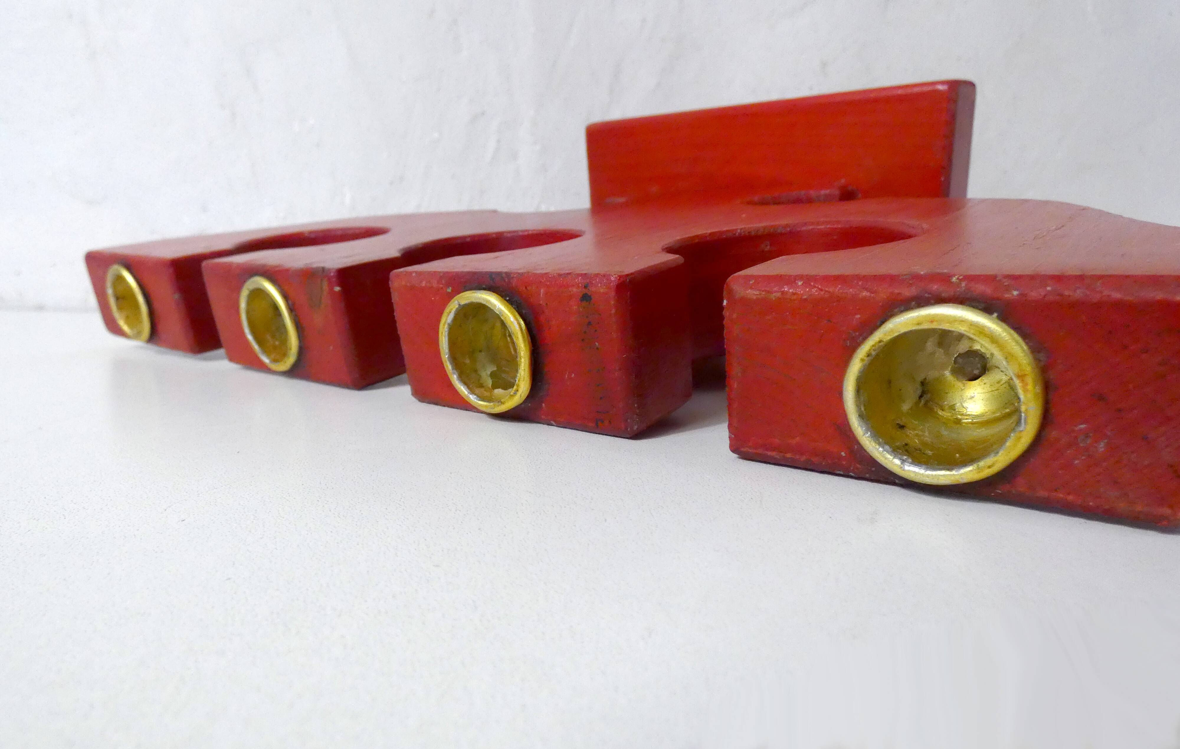 vintage painted wooden candlestick Scandinavian style