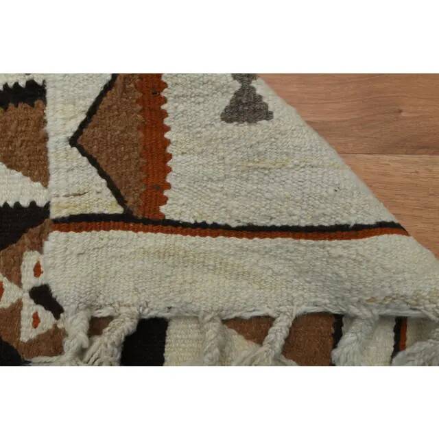 1970s Vintage Turkish Oushak Handmade Wool Cotton Beige Runner Rug 87x326