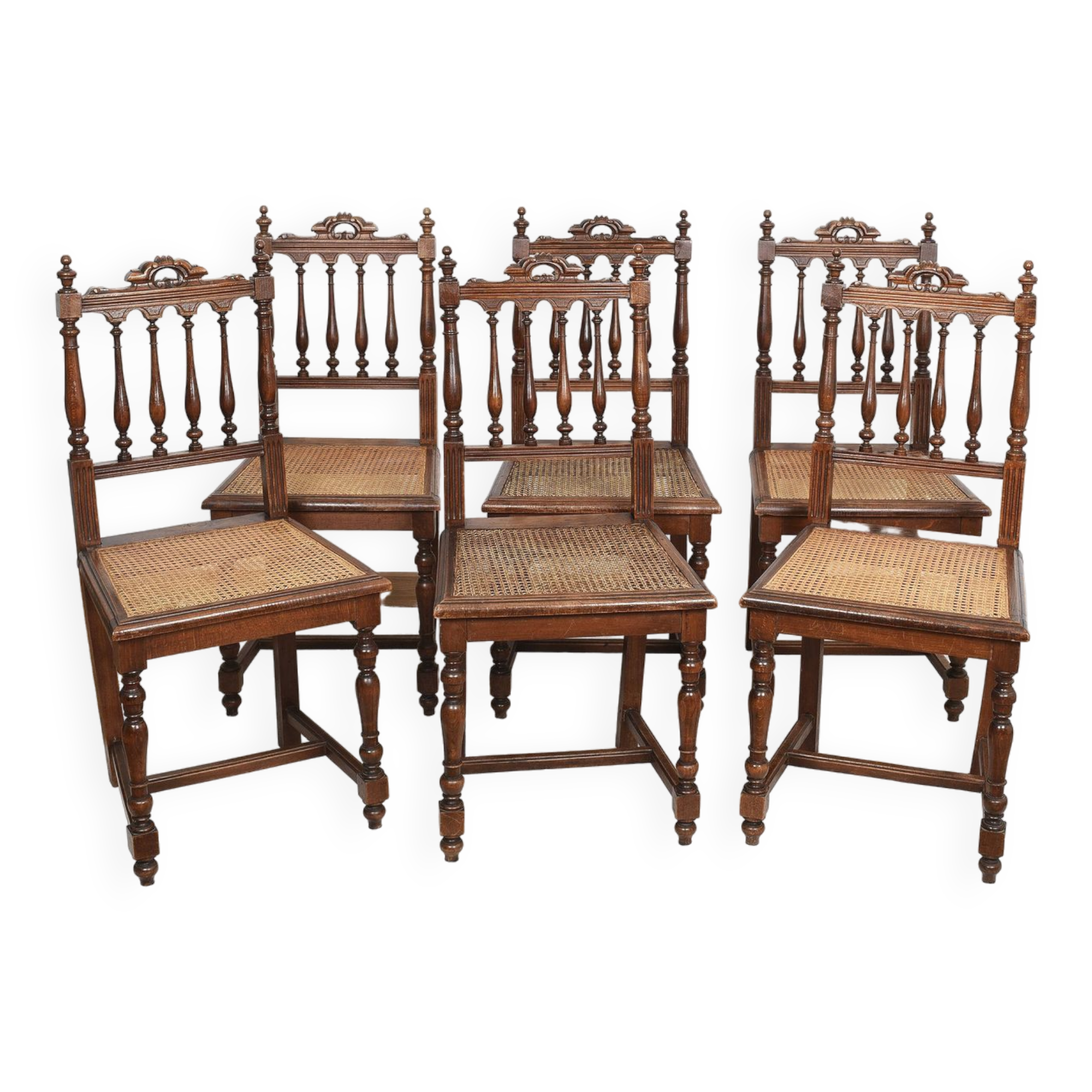 Chaises cannées, style Louis XIII