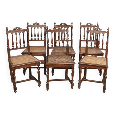 Chaises cannées, style Louis XIII