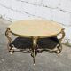 French Vintage Onyx Marble Bronze Coffee Table Style Louis XV 60s
