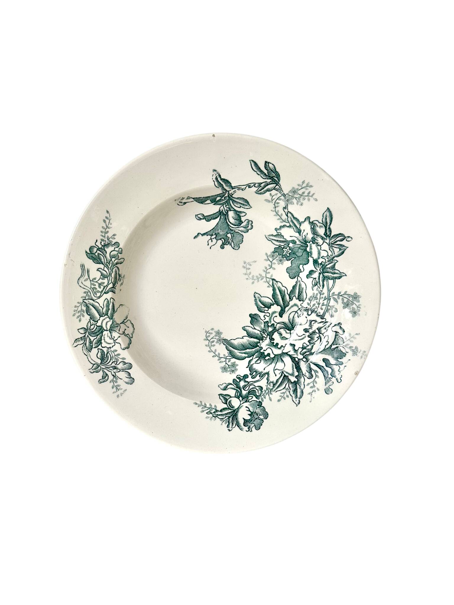 Set of nine deep plates in Givors earthenware, "Floreal" model.