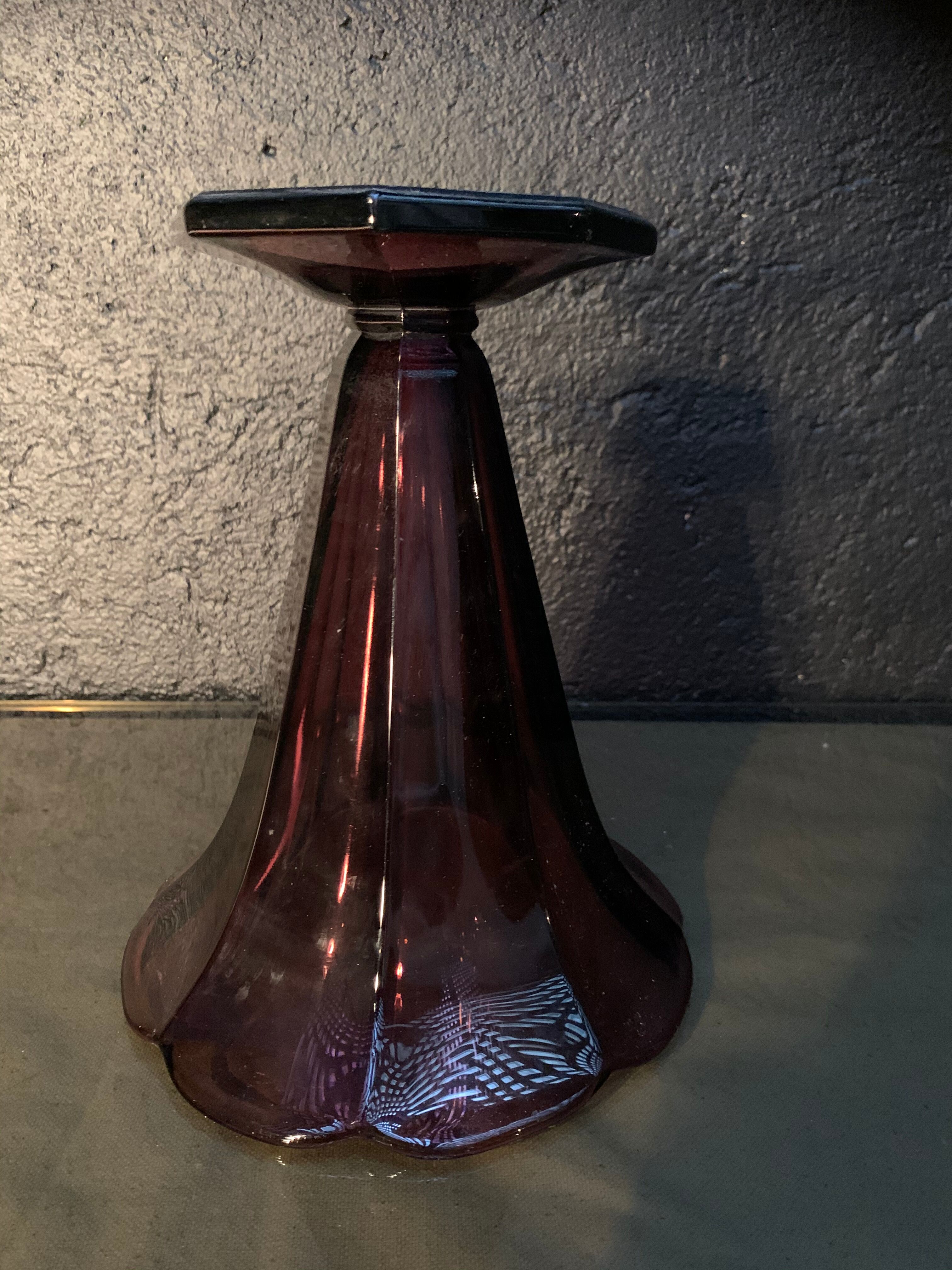 Vintage purple vase in medici shape