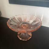Pink glass compote bowl