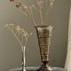Flared Art Deco vase in smoked moulded glass with steps H30 W13.5