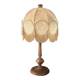 Grande lampe de salon pied bois et abat-jour à franges - Ref 1371