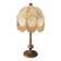 Grande lampe de salon pied bois et abat-jour à franges - Ref 1371