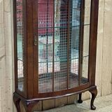 1950s English walnut display cabinet