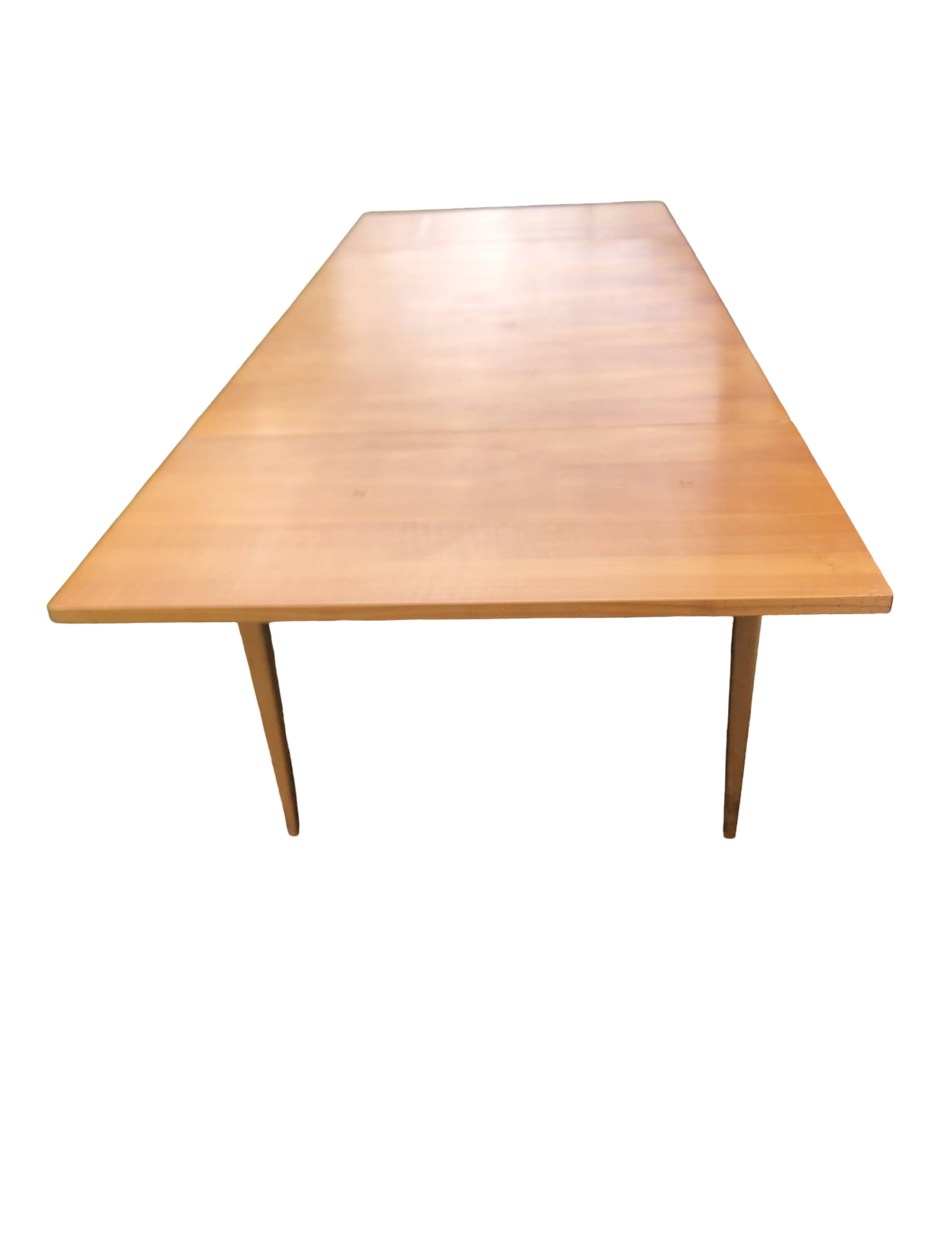 Table bois blond avec rallonges années 60 vintage