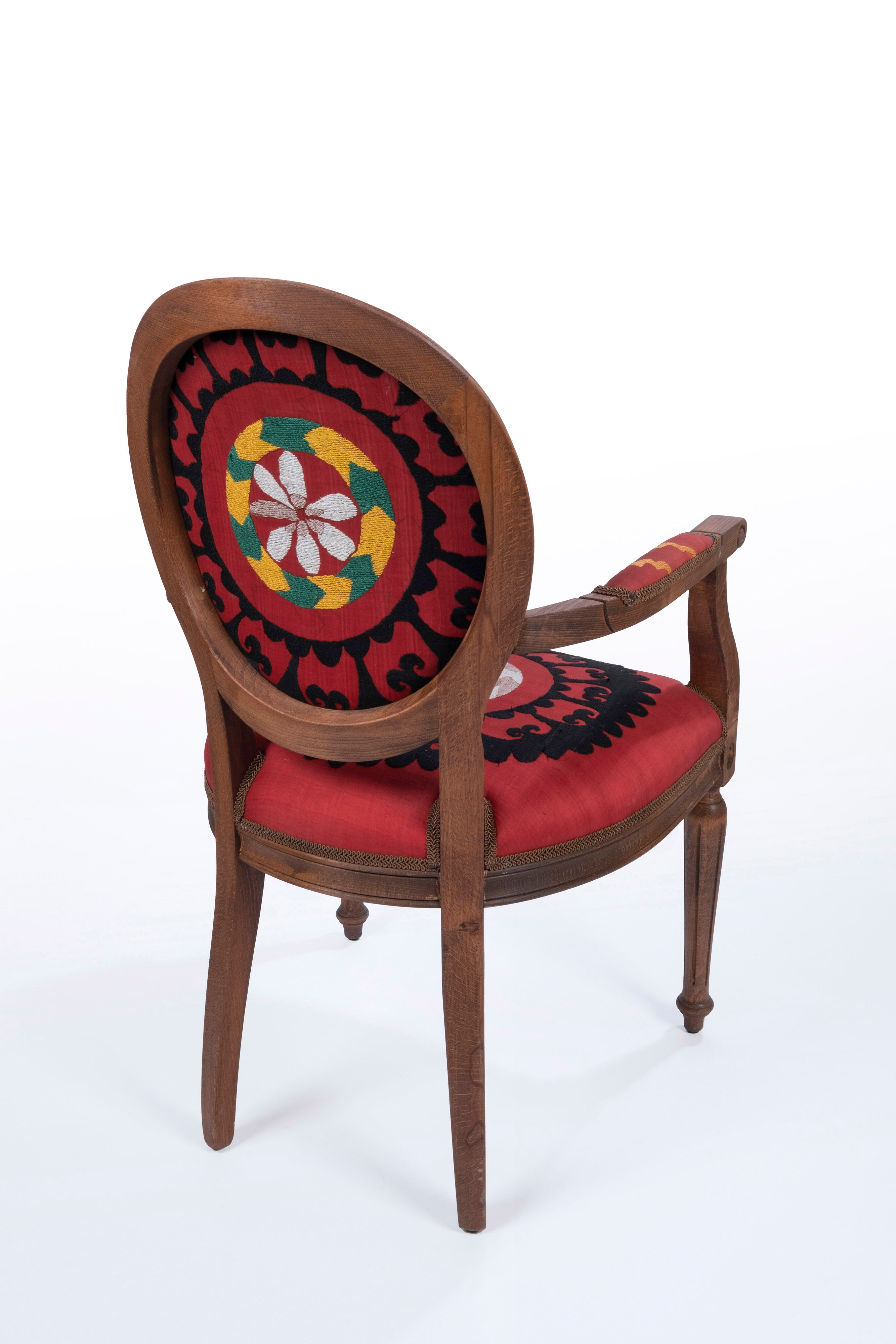 Bohemian chair, Suzani embroidery armchair with bergere style