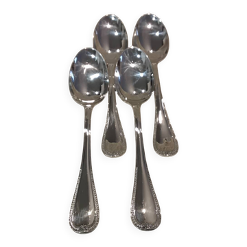 4 silver-plated metal soup spoons by Christofle Malmaison