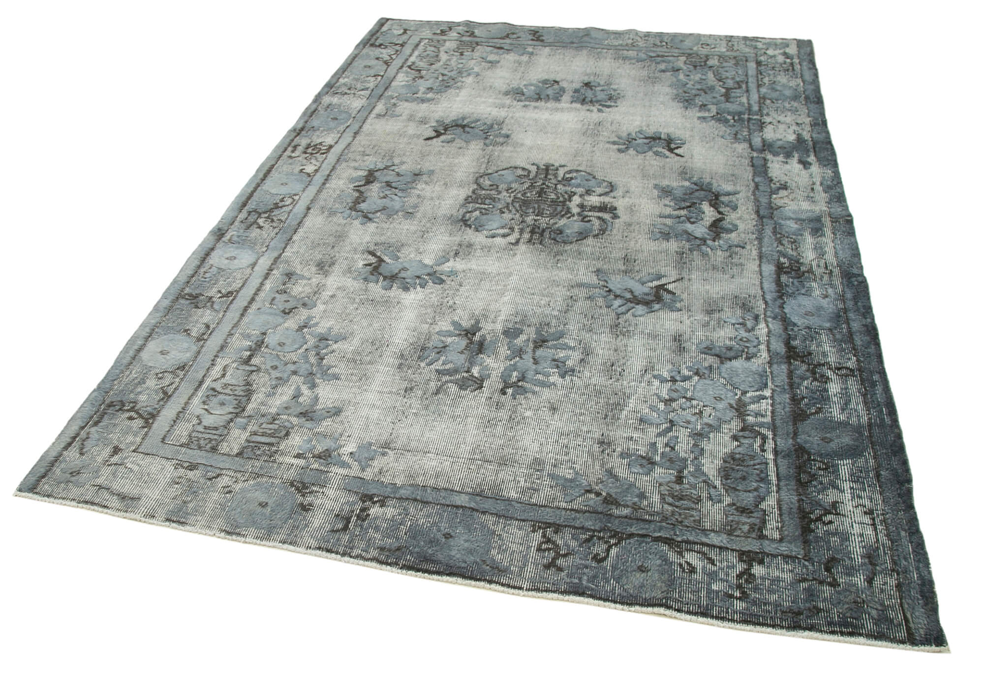 Hand-knotted antique turkish 1970s 172 cm x 264 cm grey carpet