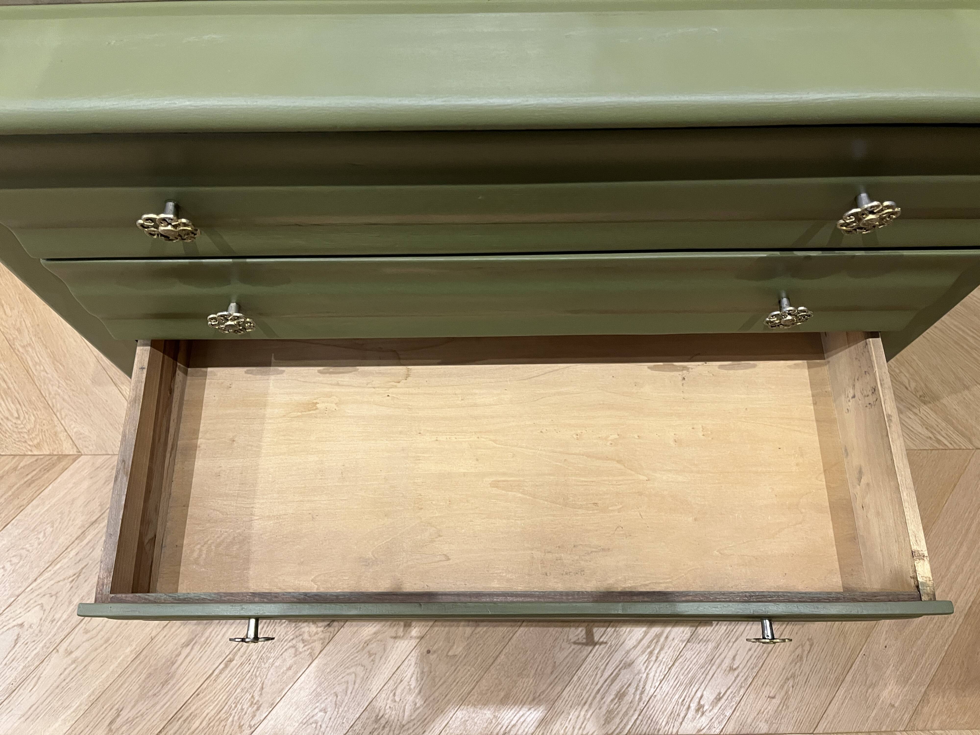 Art Deco chest of drawers - marble - wood green