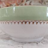 Aqua green salad bowl with golden frieze L'Amandinoise