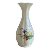 Vase vintage en céramique blanc cassé à motif floral