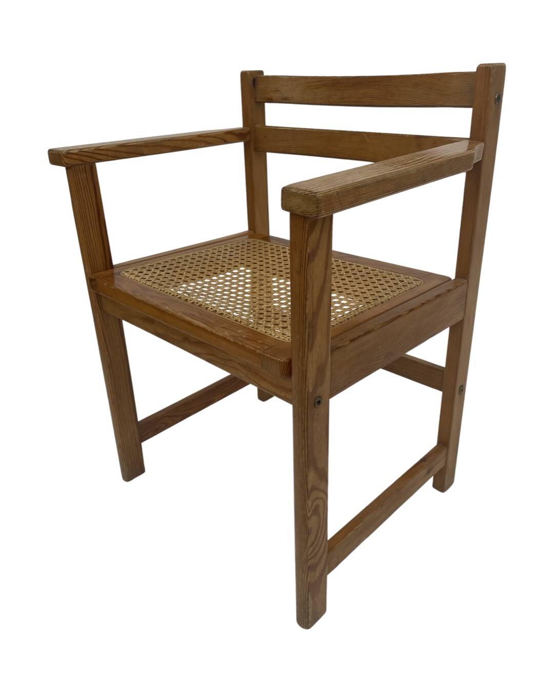 Vintage chair in webbing and pinewood from the 70s minimalist design