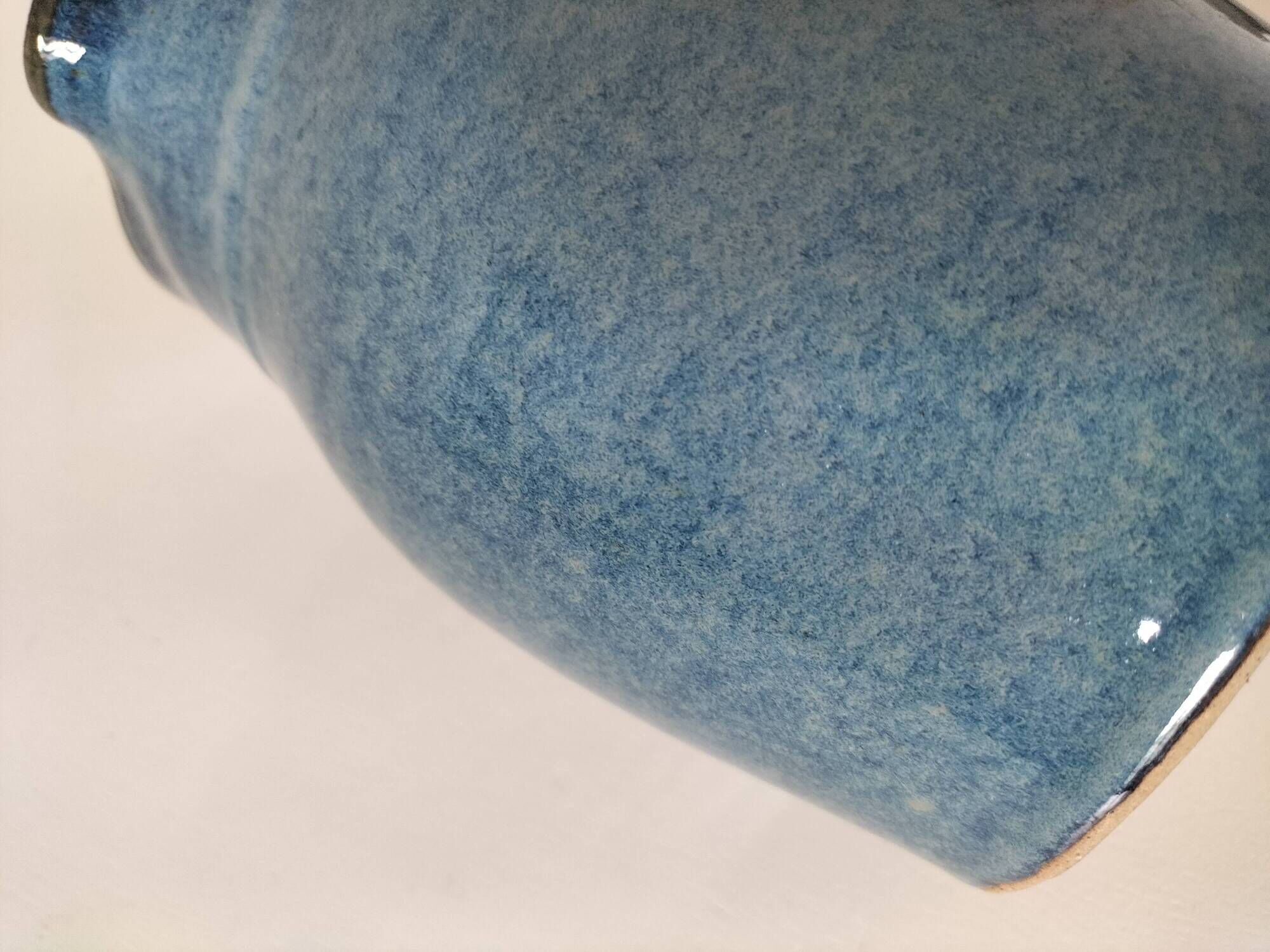 Blue glazed stoneware jug