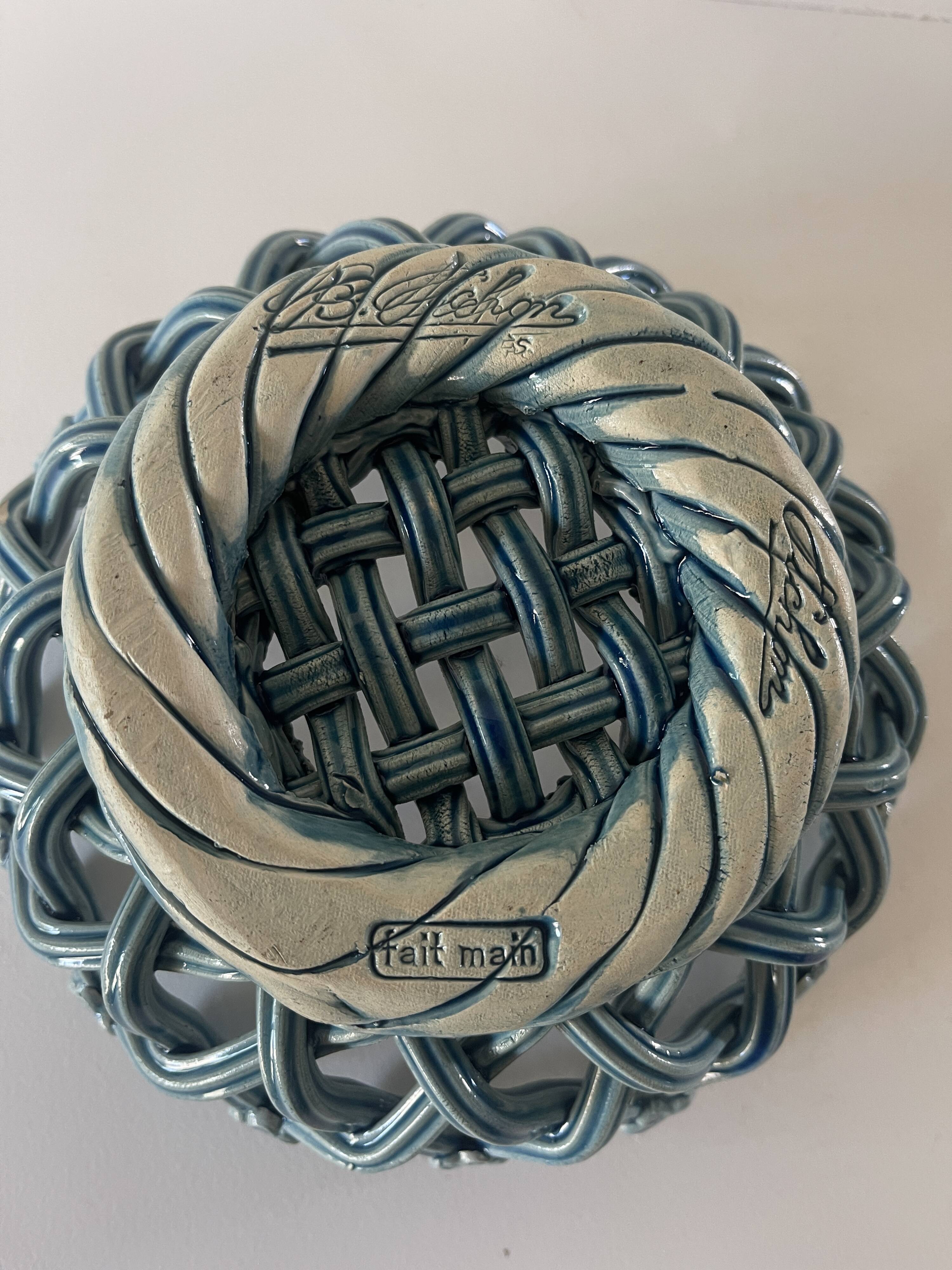 Round braided ceramic bowl by Pichon Uzés