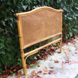Old rattan wicker headboard