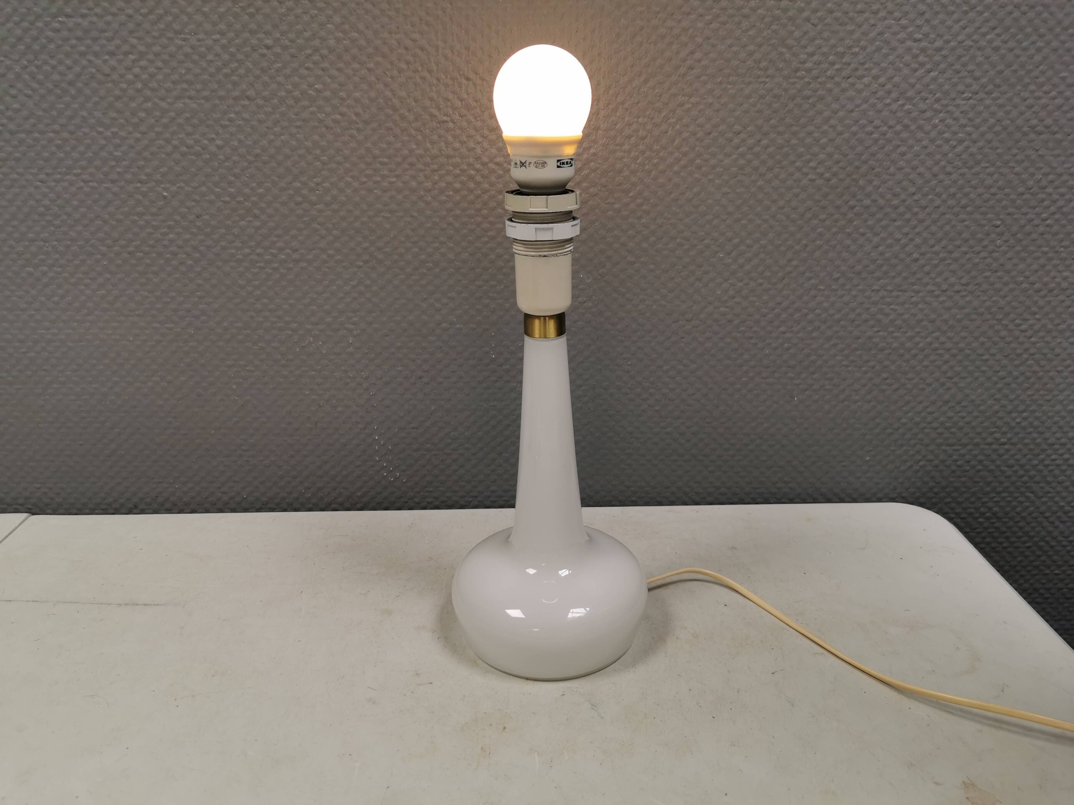 Le Klint Table Lamp, Milky White Opaline Glass, Brass Top, Model 311
