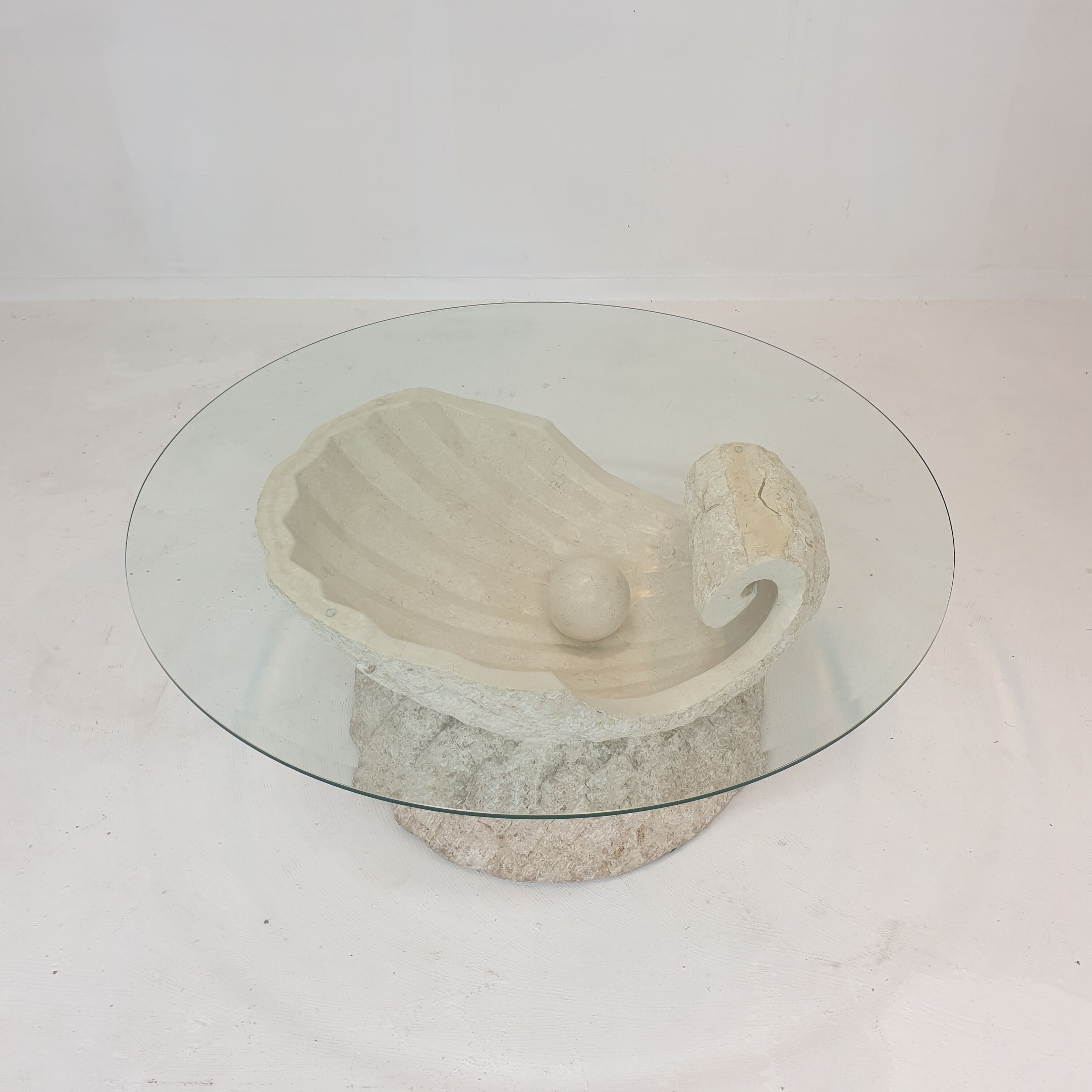 Magnussen ponte mactan stone shell coffee table, 1980s