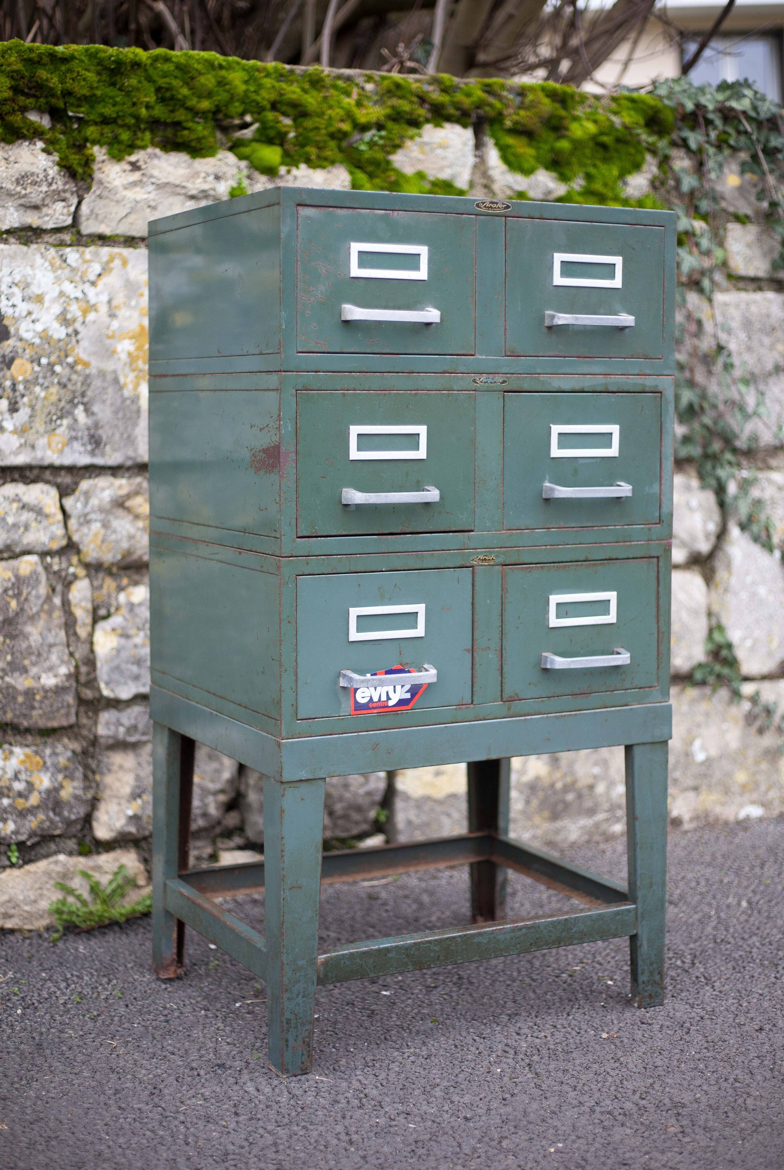 Vintage Strafor furniture, 6-drawer furniture, vintage metal furniture, industrial, loft decor, 50's