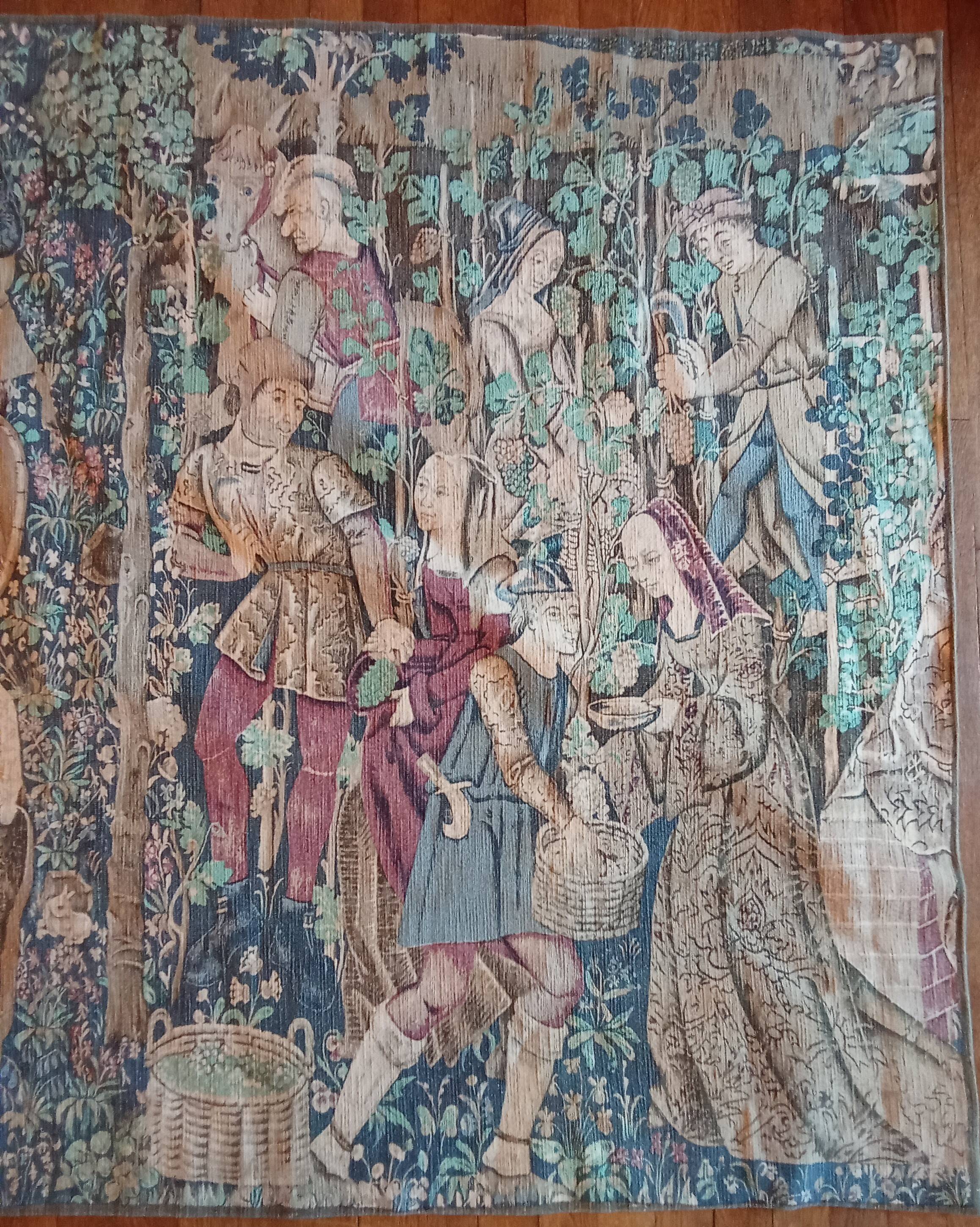 Antique tapestry, the grape harvest