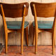 Set of 2 chairs, moleskine and wood