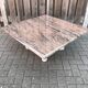Italian modernist red travertine and metal square coffee table 1970s